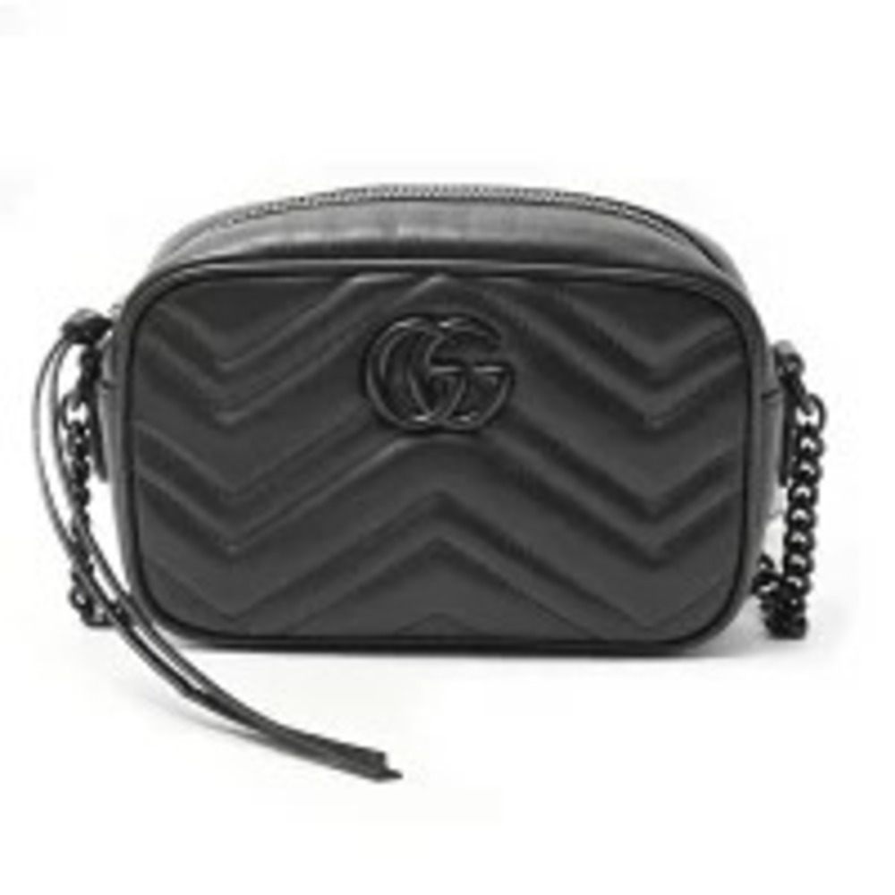 Gucci Bag Camera Shoulder GG Marmont Leather Black